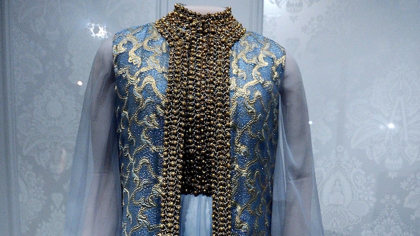 Former First Lady Rosalynn Carter's 1977 inaugural gown stands on display at the Smithsonian.