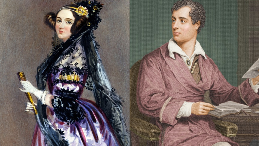 Composite image of a young Ada Lovelace and Lord Byron.
