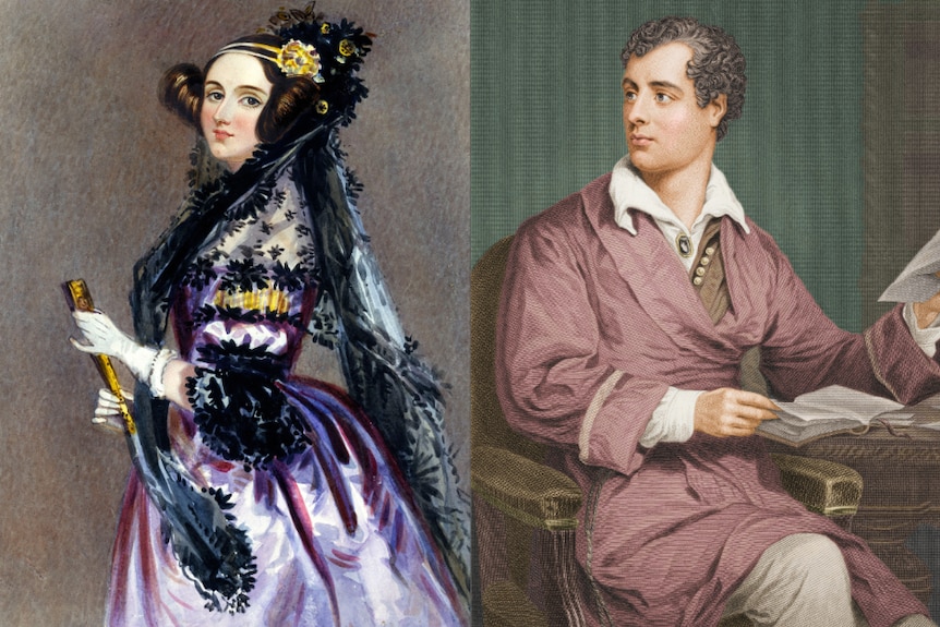 Composite image of a young Ada Lovelace and Lord Byron.