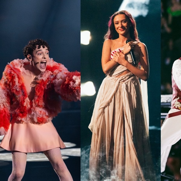 A composite image of Eurovision performers from Switzerland, Israel and Croatia.