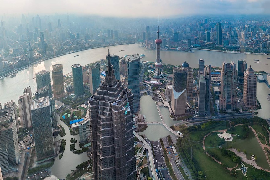 A representation of what two degrees of global warming of what two degrees will look like shows parts of Shanghai under water.