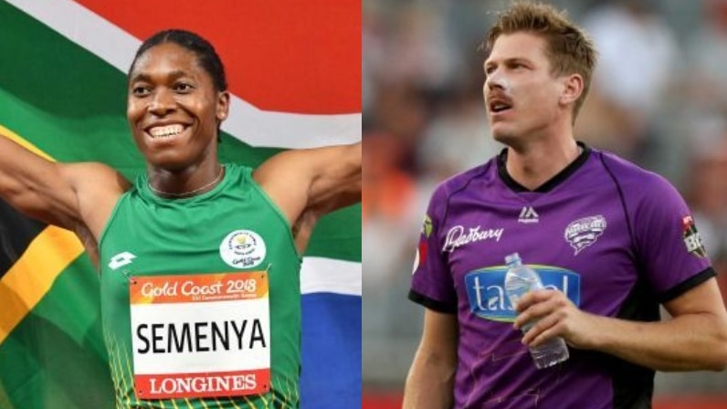 Composite image of South African runner Caster Semenya and Australian cricketer James Faulkner.