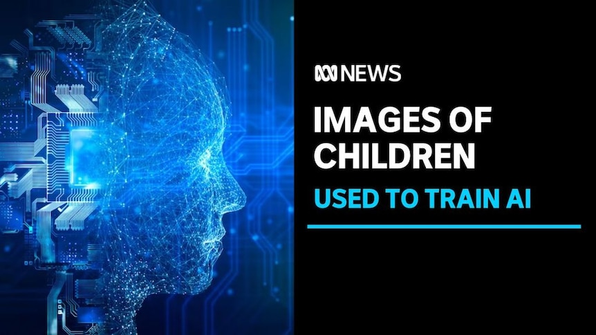 Images Of Children, Used TO Train AI: Rendition of computer circuit in shape of face silhouette.