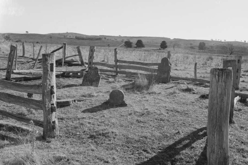 A family graveyard in a rural setting.