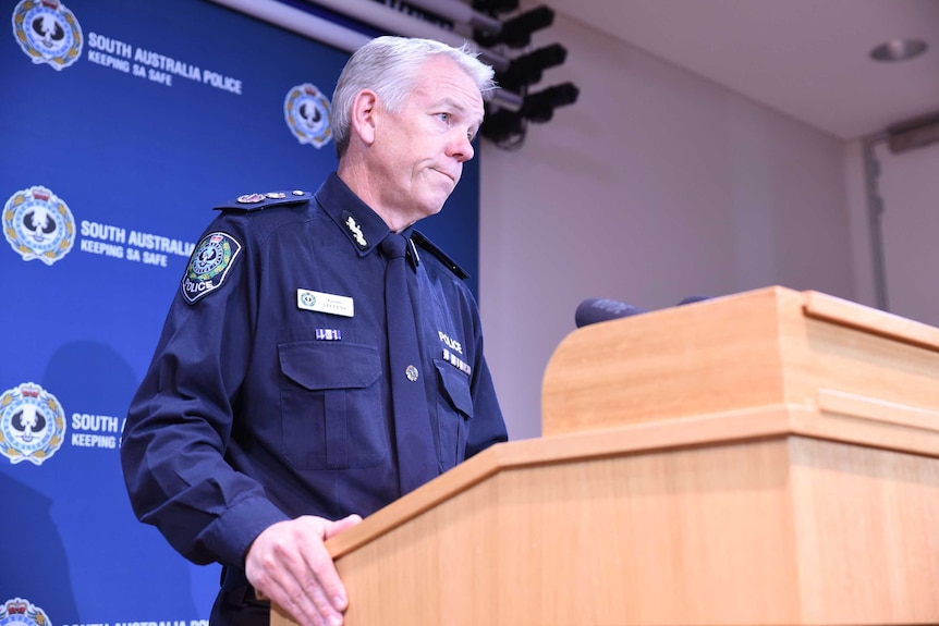 Police commissioner Grant Stevens at a news conference