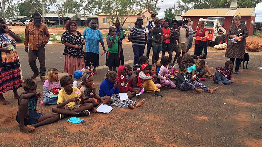 Members of the Fregon community gather to remember Gayle Woodford.