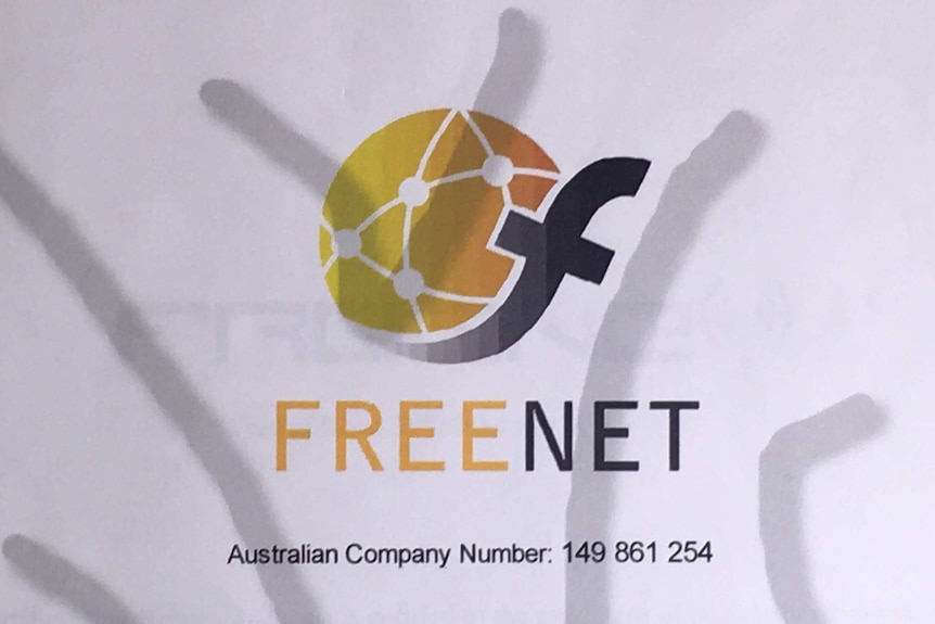 Logo of the failed company Freenet.