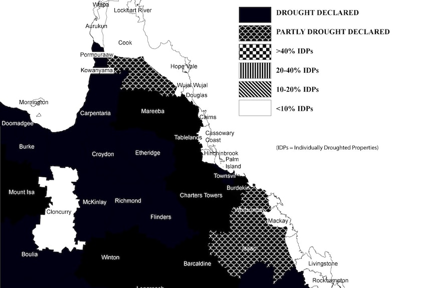 Drought declared map of Queensland