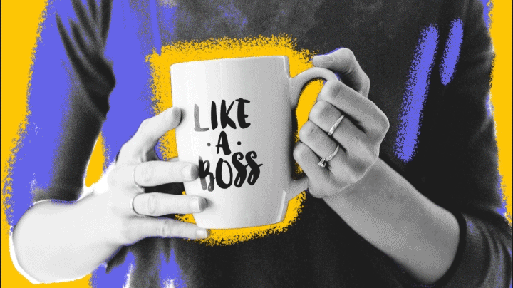 A 'Like a boss' mug with 'boss' crossed out to depict people who want to progress their career without going into management.