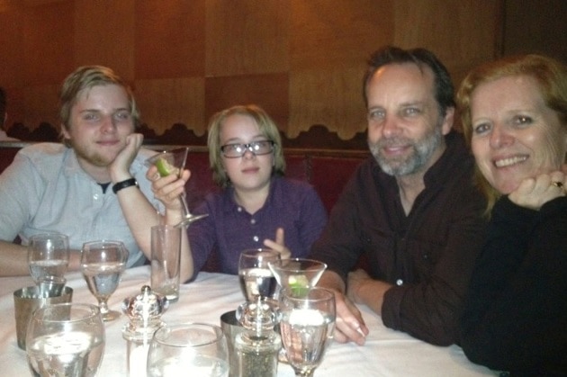 Ed Oxenbould and family at restaurant