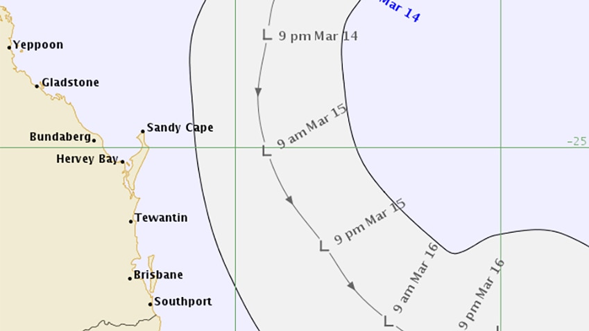 BOM tracking map of subtropical low