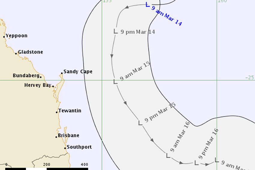 BOM tracking map of subtropical low