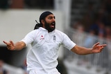 Monty Panesar celebrates a wicket