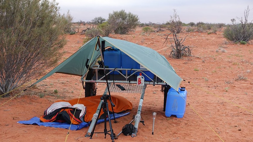 A campsite in the desert.