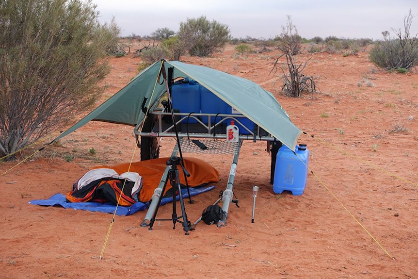 A campsite in the desert.