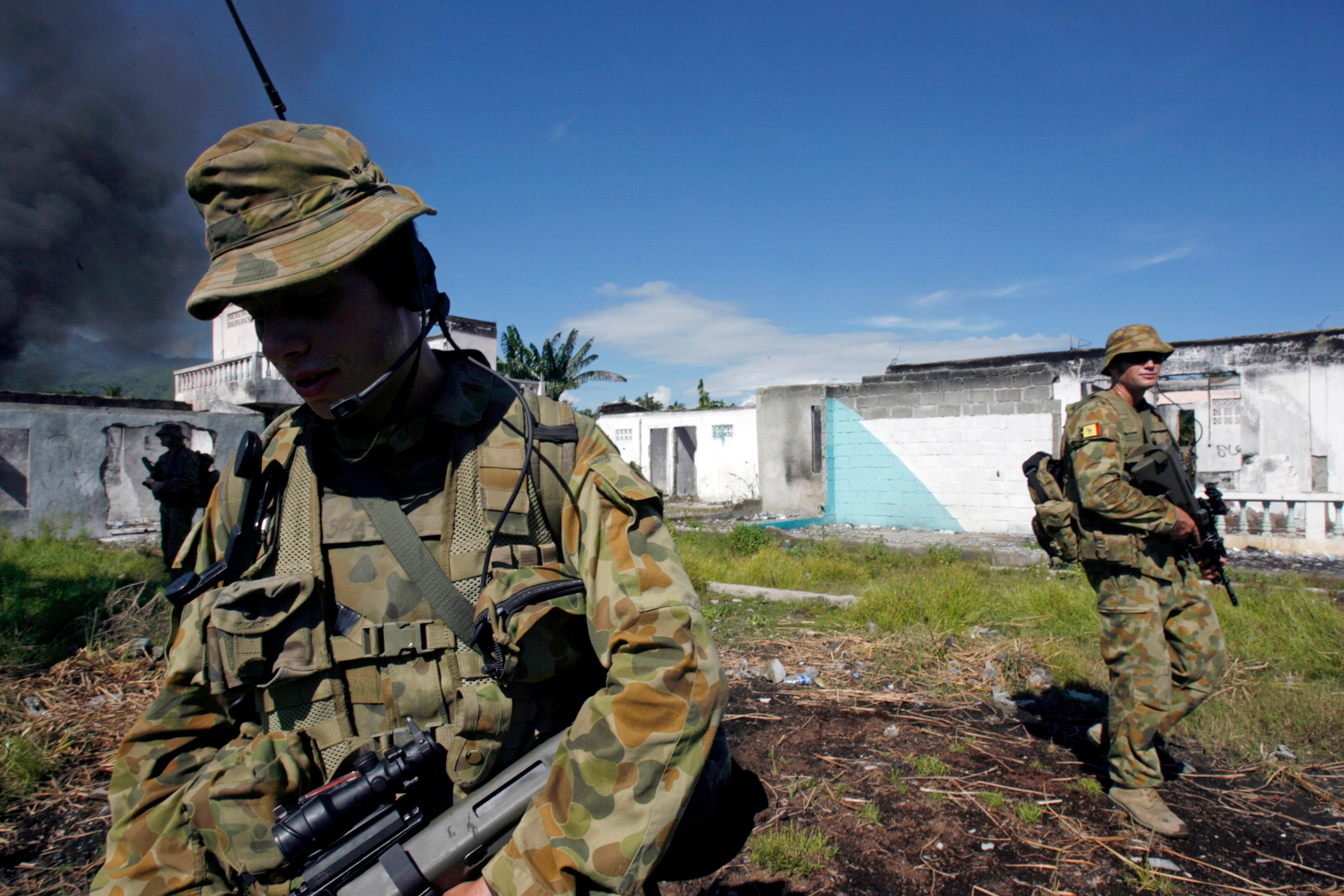 UN soldiers from Australia patrol in Dili, the capital of East Timor.