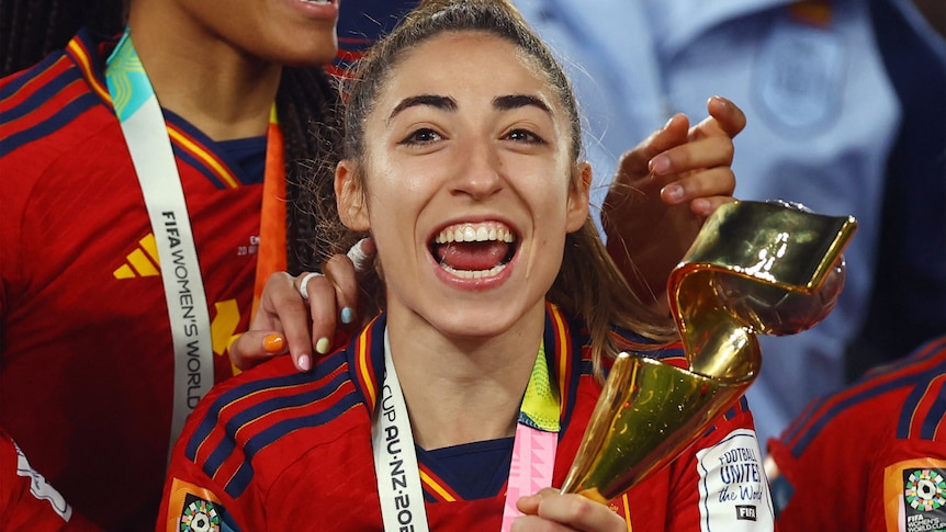 Spain's Olga Carmona celebrates after the FIFA Women's World Cup final match.