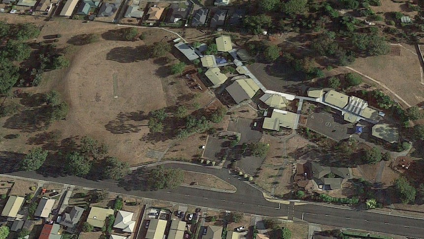 An aerial map of a school.