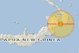 A map showing the location of a PNG earthquake