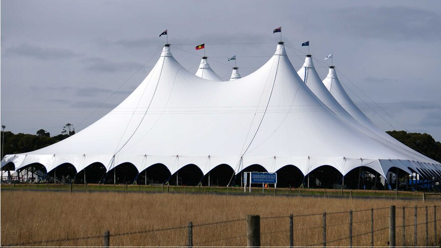 The world's largest modular big top tent has been put up in a paddock in regional South Australia for a jazz festival
