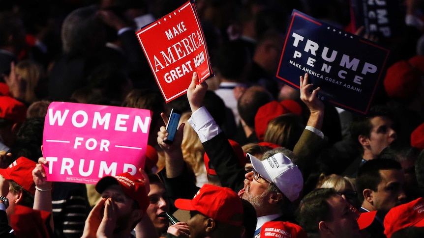 Trump supporters at an event in Manhattan.