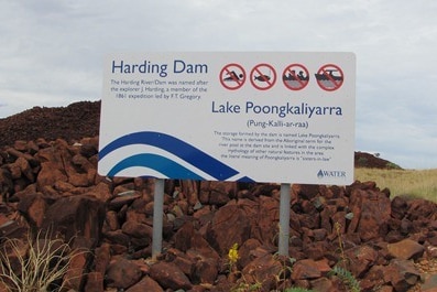 Harding Dam sign