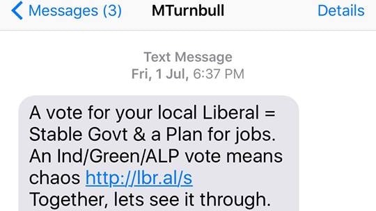 Coalition election text message