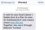 Coalition election text message