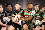 A montage of three Penrith and three Souths players