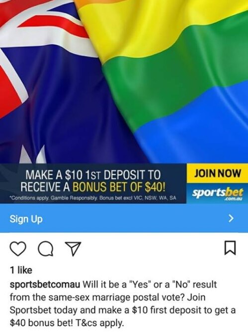 An instagram ad from a betting agency.