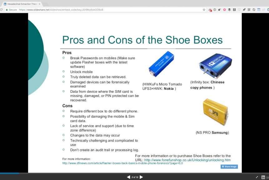 A screenshot of a powerpoint slide showing the "Pros and Cons of the Shoe Boxes".
