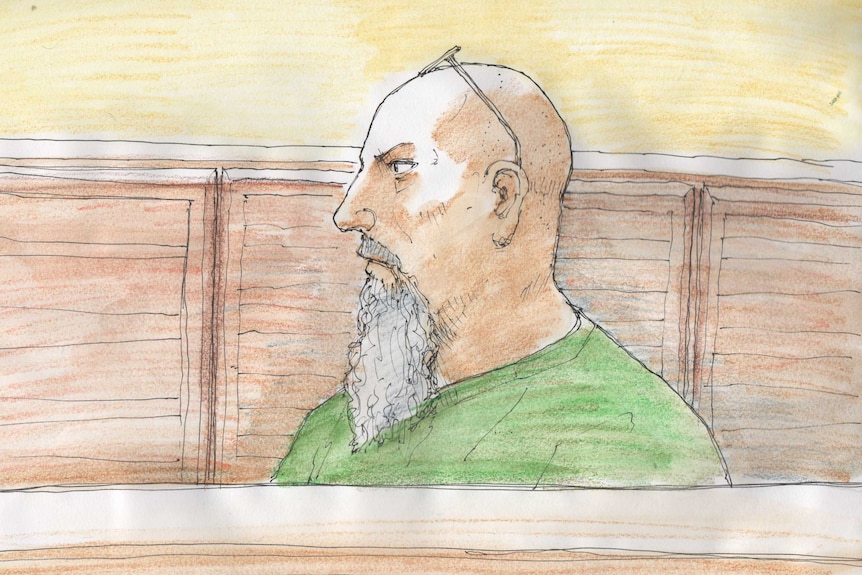 Court sketch of Snowtown bodies-in-the-barrels killer Robert Joe Wagner.