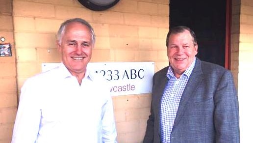 Malcolm Turnbull and Paterson MP Bob Baldwin at the ABC studios in Newcastle.