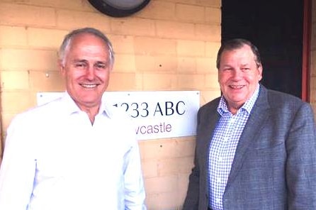 Communications Minister Malcolm Turnbull and Paterson MP Bob Baldwin at the ABC studios in Newcastle.