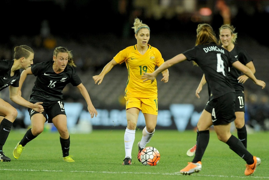 Katrina Gorry on the ball for the Matildas