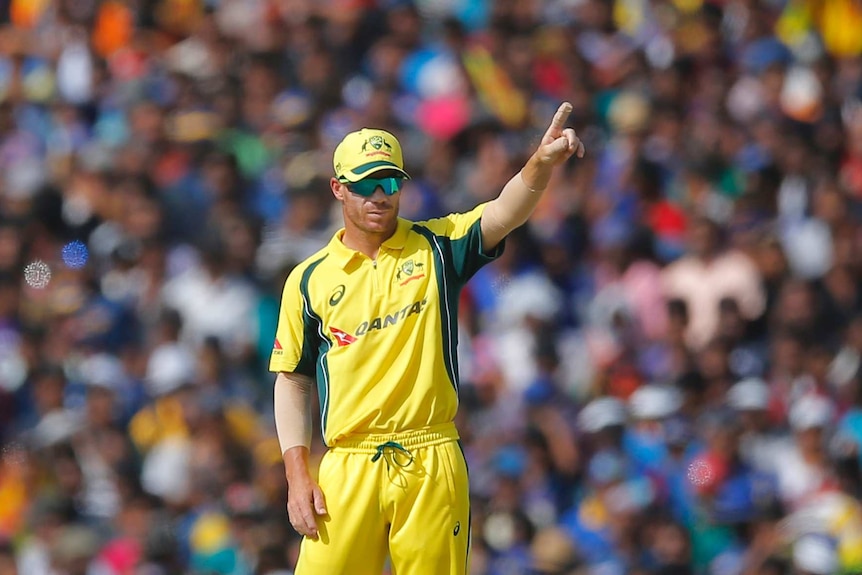 Australia's stand-in captain David Warner sets field against Sri Lanka in Dambulla ODI.