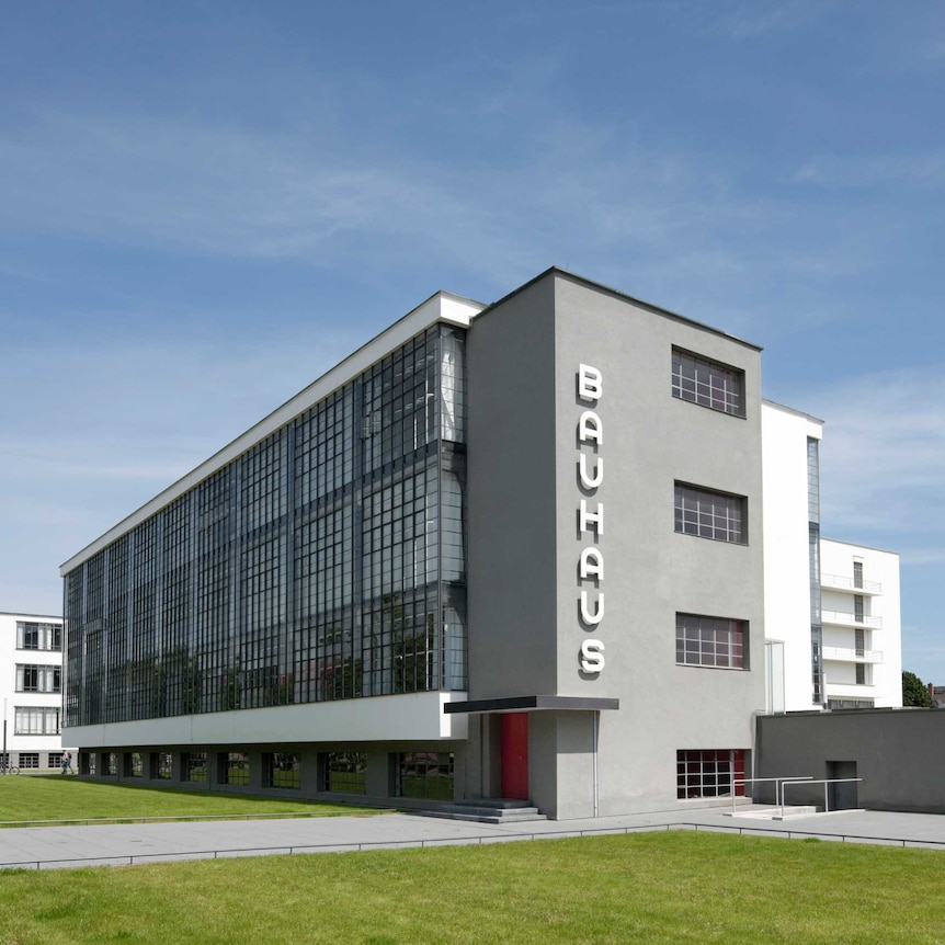 A rectangular grey building labelled "Bauhaus" down one wall.