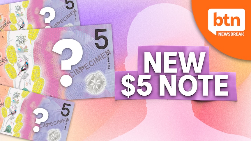 The Australian five dollar note with a silhouette where a portrait of the Queen would have normally been.