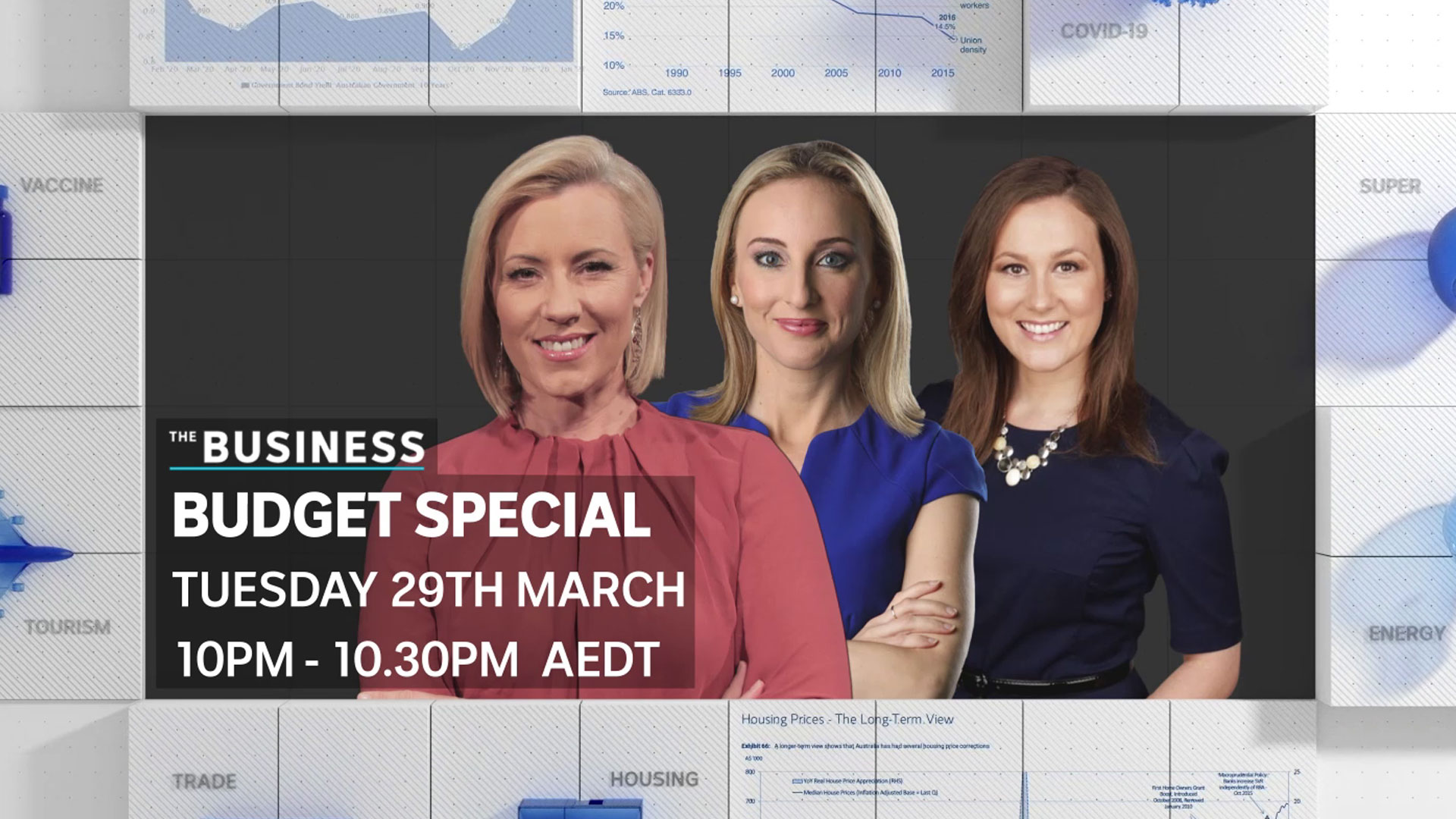 The Business budget special with photos of Kathryn Robinson, Alicia Barry and Rachel Pupazzoni