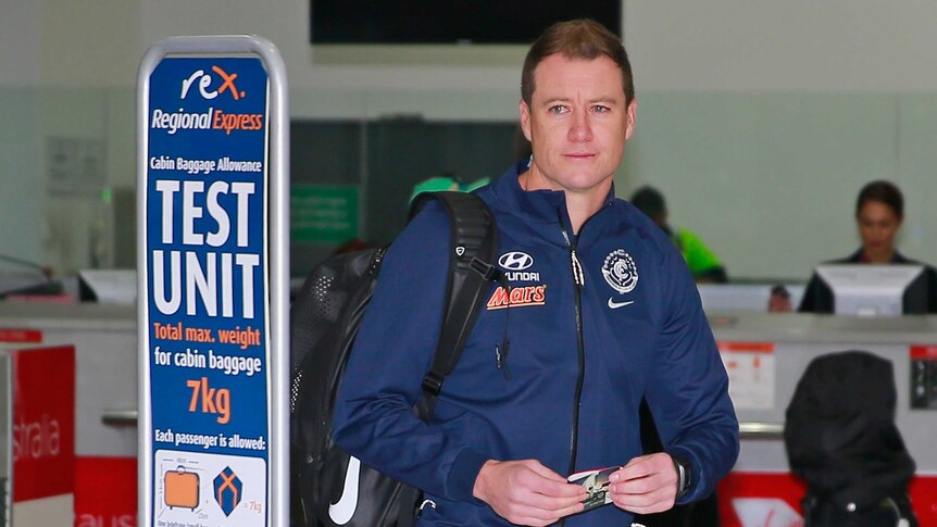 Testing times ... Blues interim coach John Barker ahead of his flight to Sydney to face the Swans