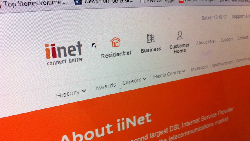 An image of iinet's website