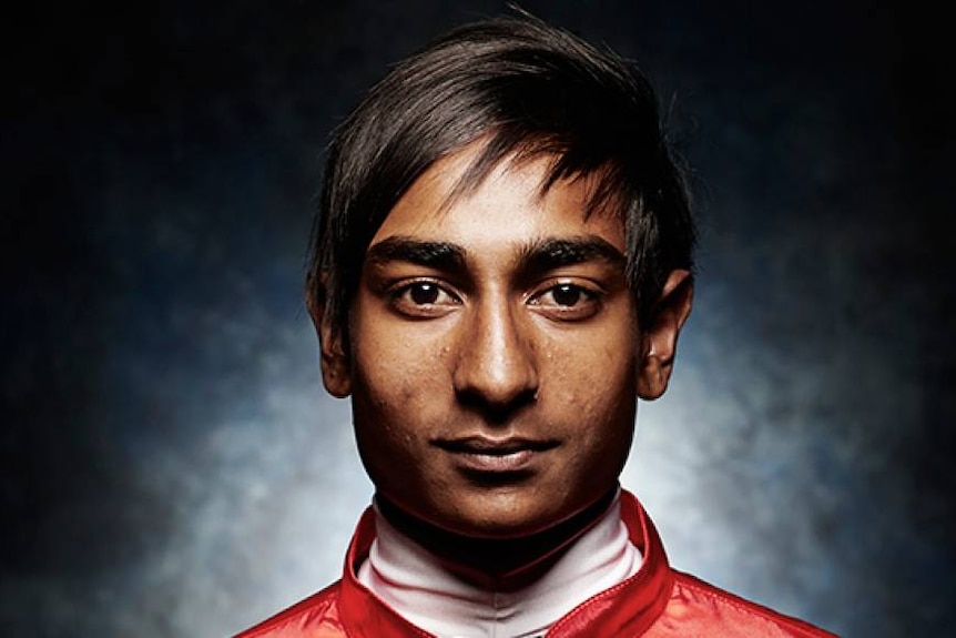 A portrait shot of jockey Dylan Caboche.