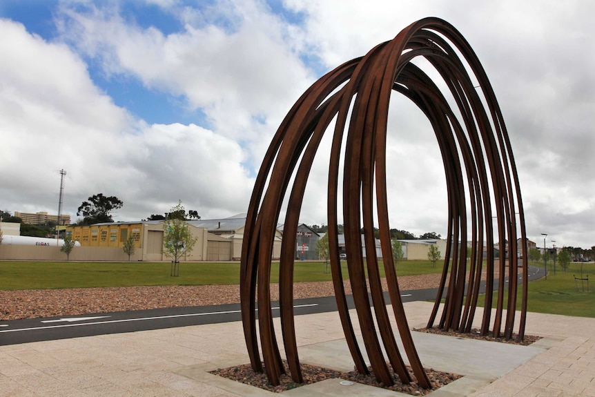 Rail sculpture art in Mount Gambier