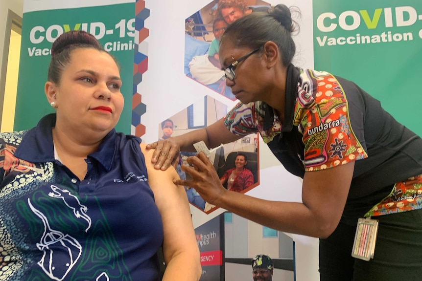 Broome nurse Emily Hunter receives the COVID-19 vaccine.