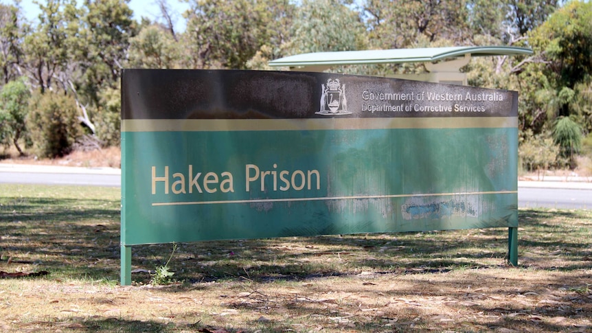 Sign of Hakea Prison at the front of the complex (not seen) in Perth