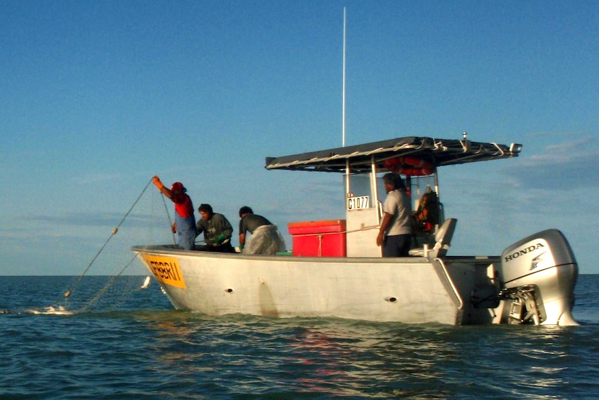 Roebuck Bay commercial gillnet fishing out in the waters near Broome