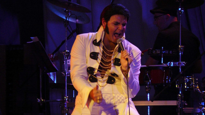 Jack Gatto in action in the Ultimate Elvis contest at the Parkes Elvis Festival