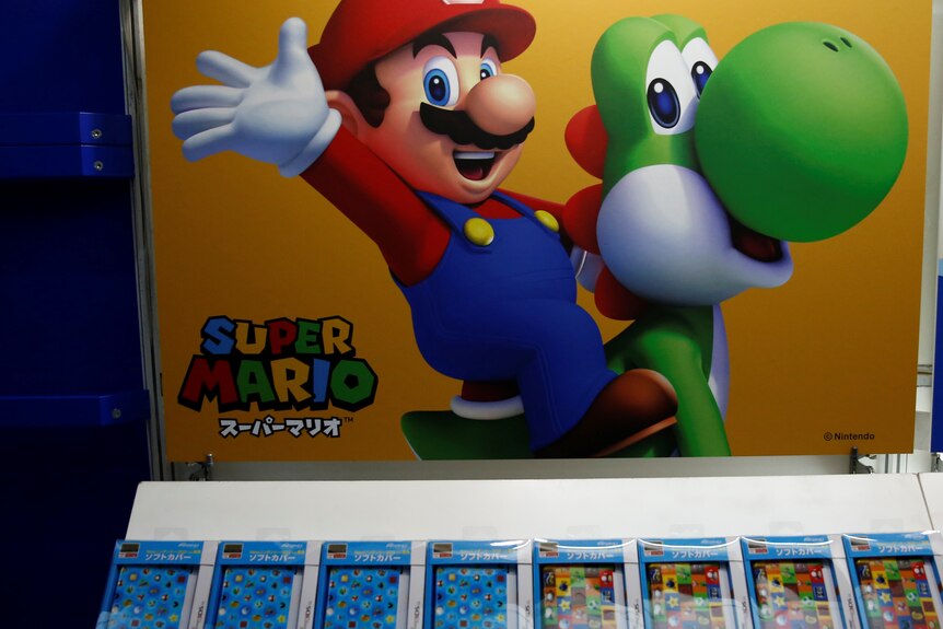A sign shows Mario and Yoshi.