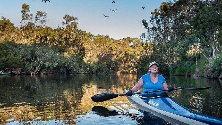 Kelly O'Shanassy in a kayak