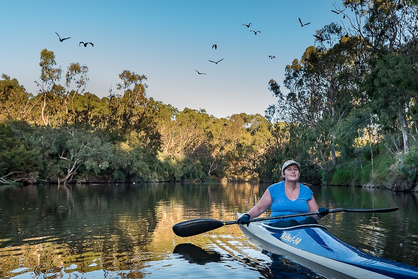 Kelly O'Shanassy in a kayak